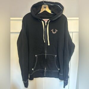 True Religion Black Zip-Up Hoodie